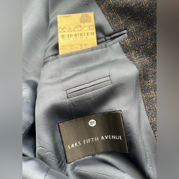 Hugo Boss Germany cashmere wool blend three button blazer jacket blue checkered - Picture 5 of 9